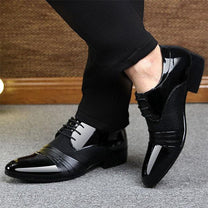 Premium Men&#39;s Lace-Up Shoes in PU Leather
