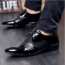 Premium Men&#39;s Lace-Up Shoes in PU Leather