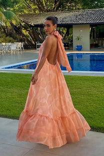 Printed Halter Neck Maxi Dress