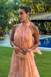 Printed Halter Neck Maxi Dress