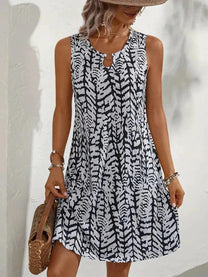 Printed Sleeveless Summer Mini Dress
