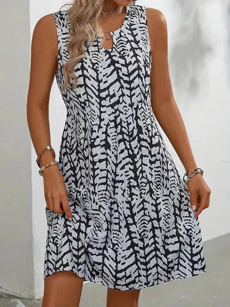 Printed Sleeveless Summer Mini Dress