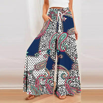 Printed Women&#39;s Summer Trousers With Wide Legs