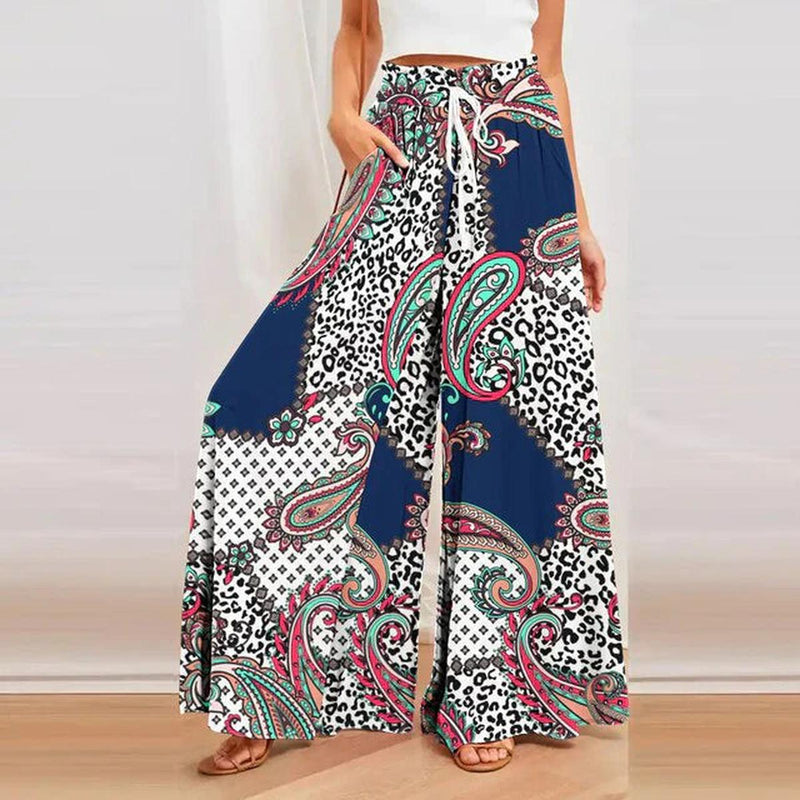 Printed Women&#39;s Summer Trousers With Wide Legs