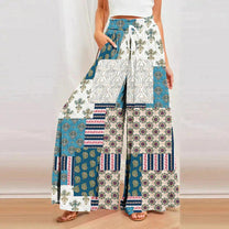Printed Women&#39;s Summer Trousers With Wide Legs