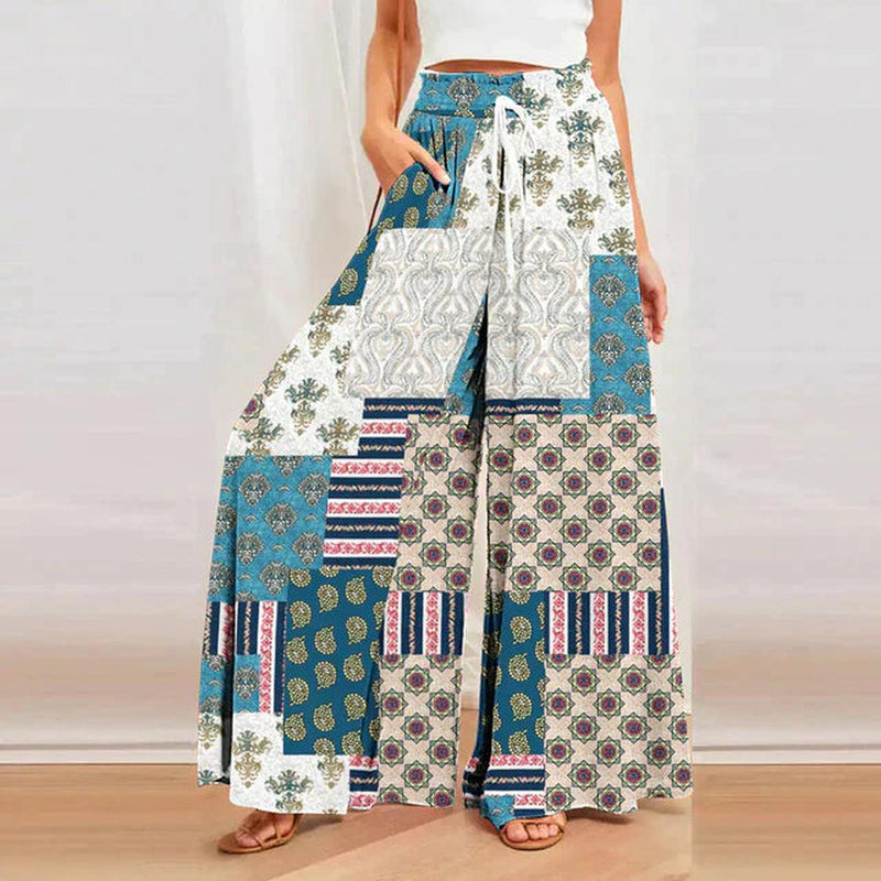 Printed Women&#39;s Summer Trousers With Wide Legs