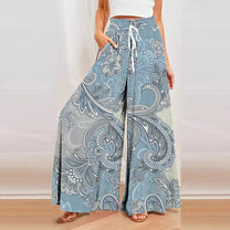Printed Women&#39;s Summer Trousers With Wide Legs