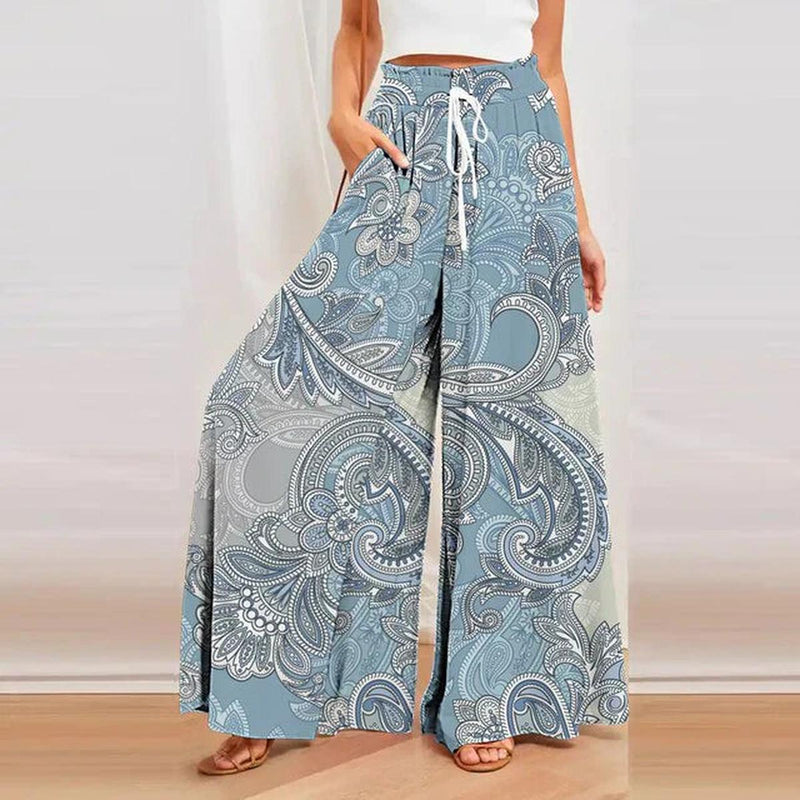 Printed Women&#39;s Summer Trousers With Wide Legs
