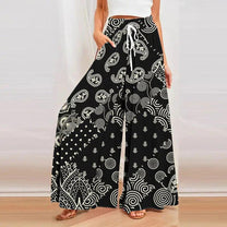 Printed Women&#39;s Summer Trousers With Wide Legs