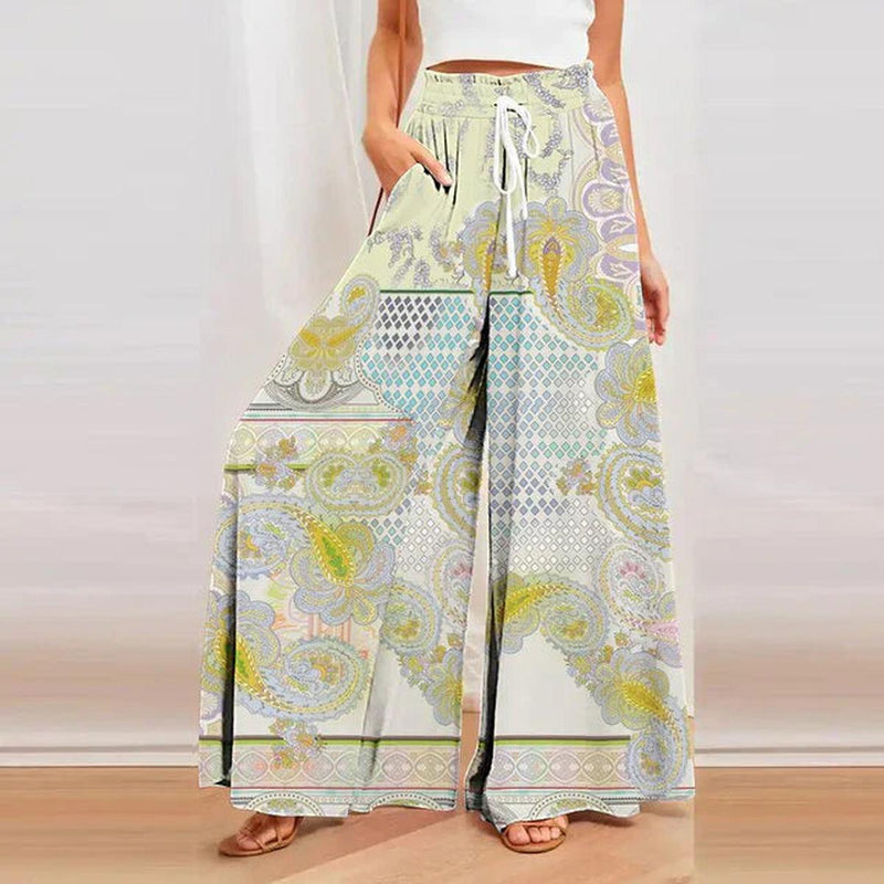 Printed Women&#39;s Summer Trousers With Wide Legs