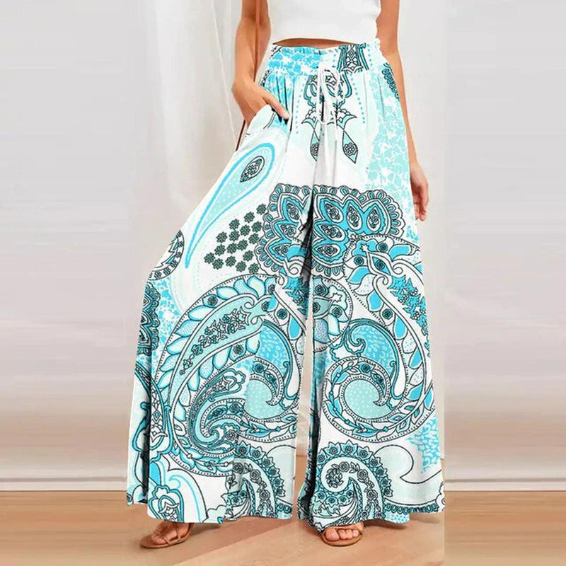 Printed Women&#39;s Summer Trousers With Wide Legs