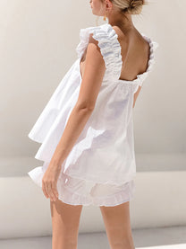 Pure Cotton Ruffle Shorts Set