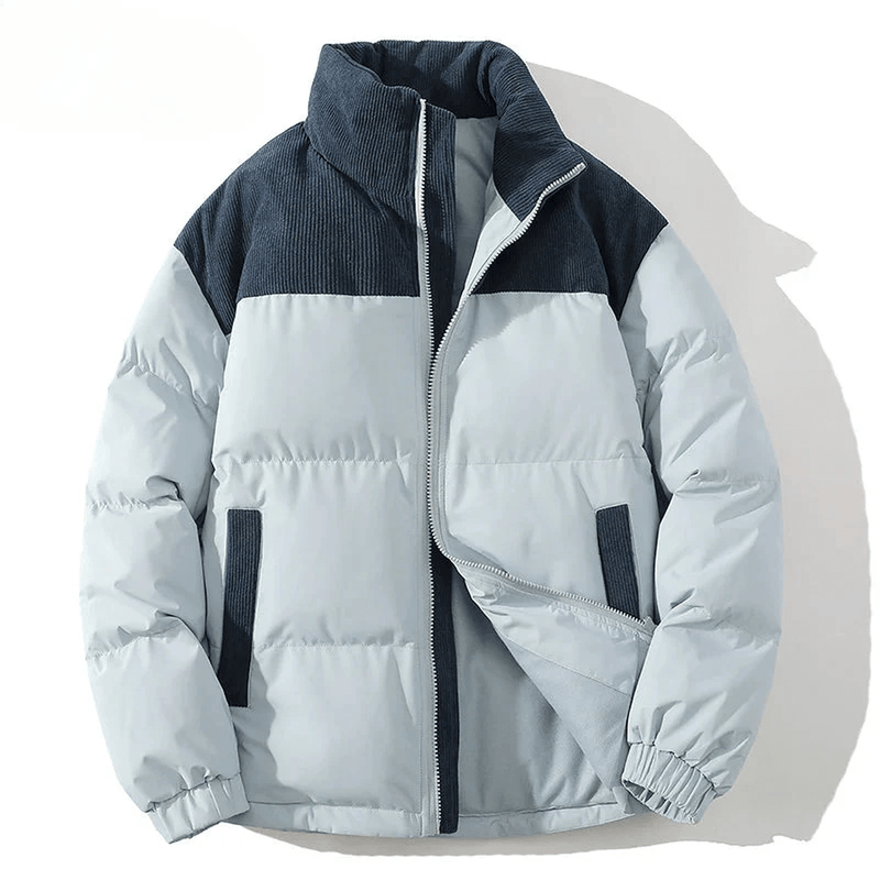 Quilted Corduroy Yoke Relaxed Fit Puffer Jacket
