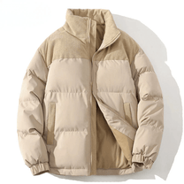 Quilted Corduroy Yoke Relaxed Fit Puffer Jacket