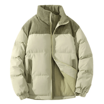 Quilted Corduroy Yoke Relaxed Fit Puffer Jacket