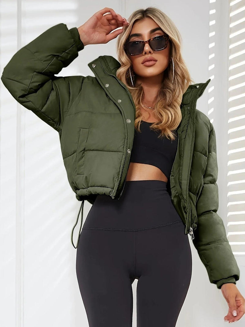 Quilted Cropped Oversized Puffer Jacket