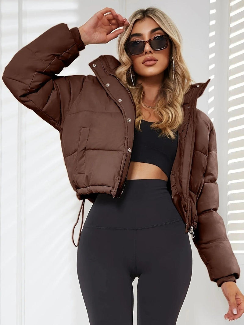 Quilted Cropped Oversized Puffer Jacket