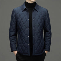 Quilted Diamond Pattern Men&#39;s Regular Fit Jacket