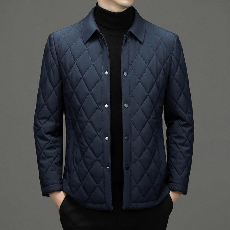 Quilted Diamond Pattern Men&#39;s Regular Fit Jacket