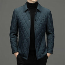 Quilted Diamond Pattern Men&#39;s Regular Fit Jacket