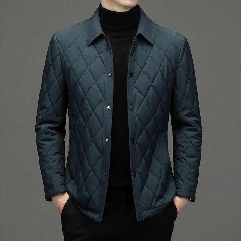 Quilted Diamond Pattern Men&#39;s Regular Fit Jacket