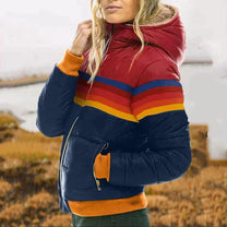Quilted Hooded Jacket With Stripe Detail