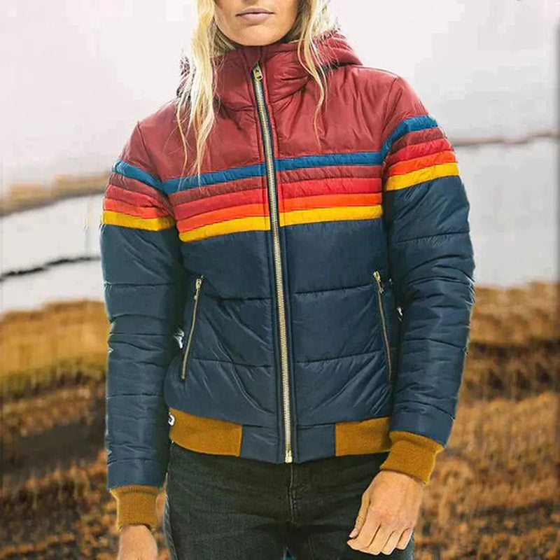 Quilted Hooded Jacket With Stripe Detail Herwick