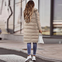 Quilted Hooded Long Winter Jacket for Women