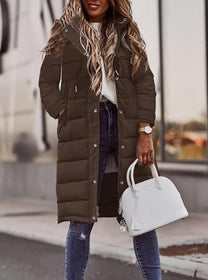 Quilted Hooded Long Winter Jacket for Women