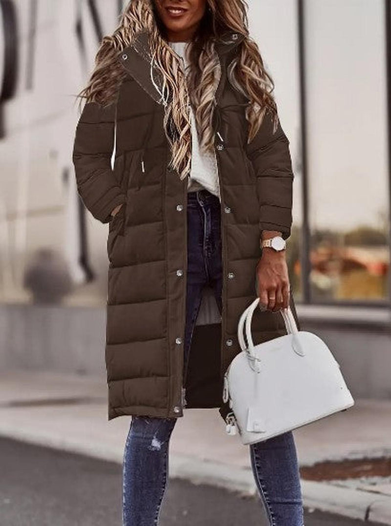 Quilted Hooded Long Winter Jacket for Women