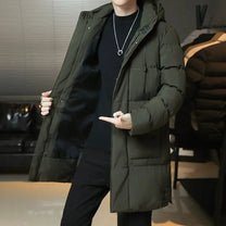 Quilted Hooded Mid-Length Insulated Coat