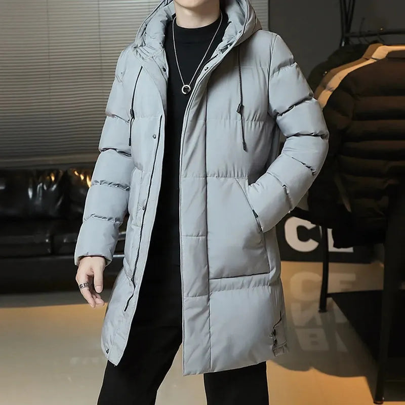 Quilted Hooded Mid-Length Insulated Coat