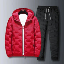Quilted Hooded Two-Piece Tracksuit Set