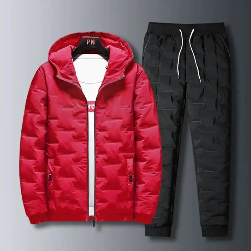 Quilted Hooded Two-Piece Tracksuit Set