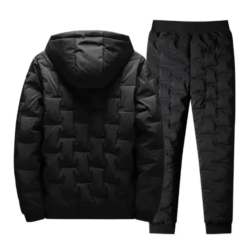 Quilted Hooded Two-Piece Tracksuit Set