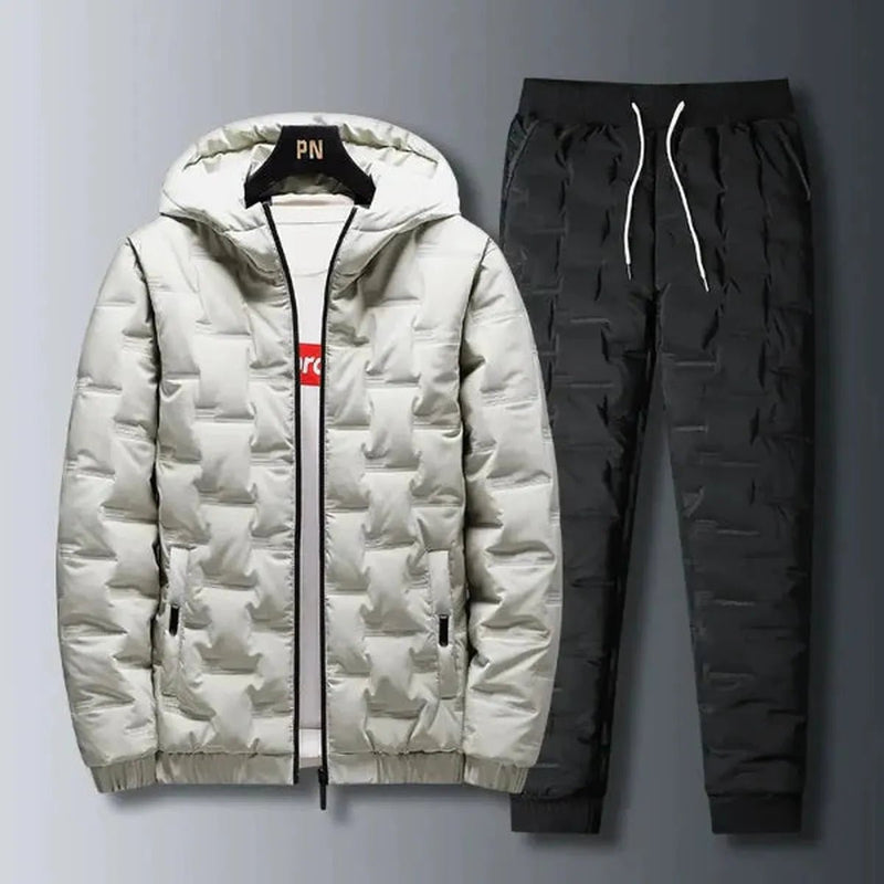 Quilted Hooded Two-Piece Tracksuit Set
