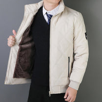 Quilted Jacket With Warm Lining And Stand Collar