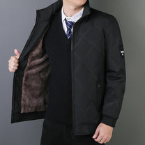 Quilted Jacket With Warm Lining And Stand Collar