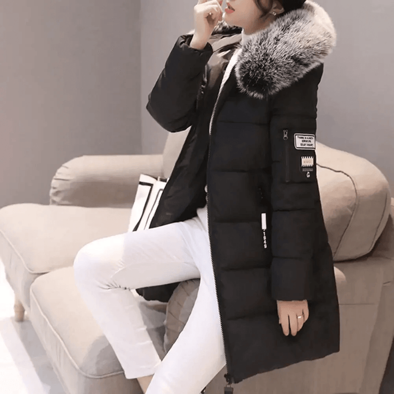 Quilted Oversized Puffer Coat With Faux Fur Hood