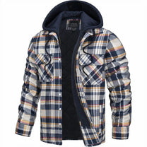 Quilted Plaid Hooded Bomber Jacket for Men