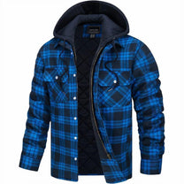 Quilted Plaid Hooded Bomber Jacket for Men