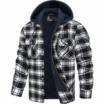 Quilted Plaid Hooded Bomber Jacket for Men