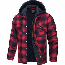 Quilted Plaid Hooded Bomber Jacket for Men