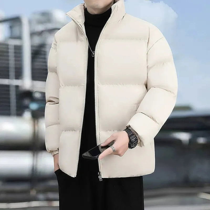 Quilted Puffer Jacket With High Collar