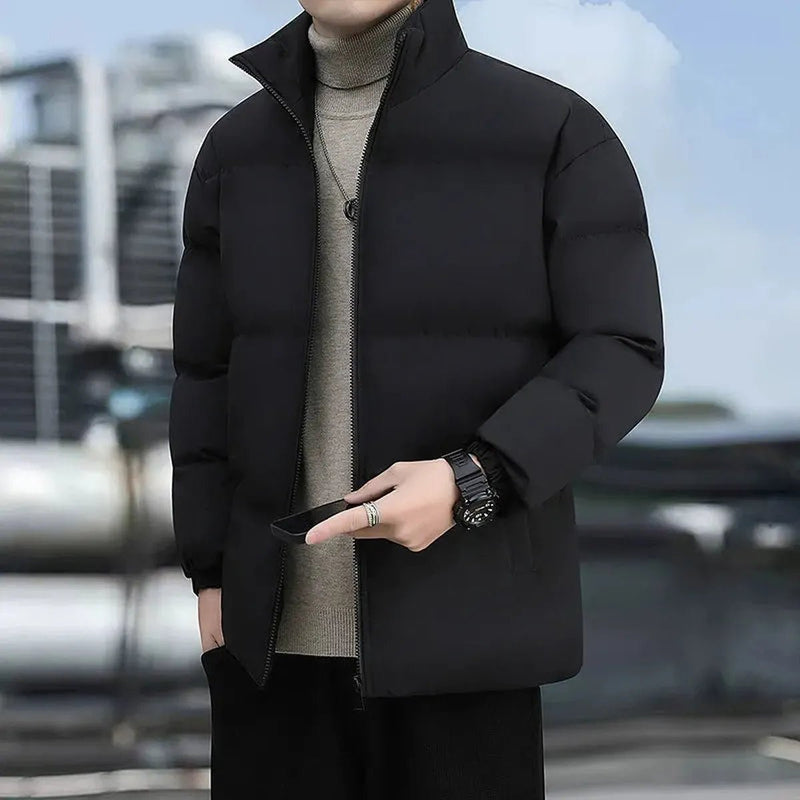Quilted Puffer Jacket With High Collar