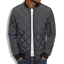 Quilted Regular Fit Jacket With Diamond Stitch Design