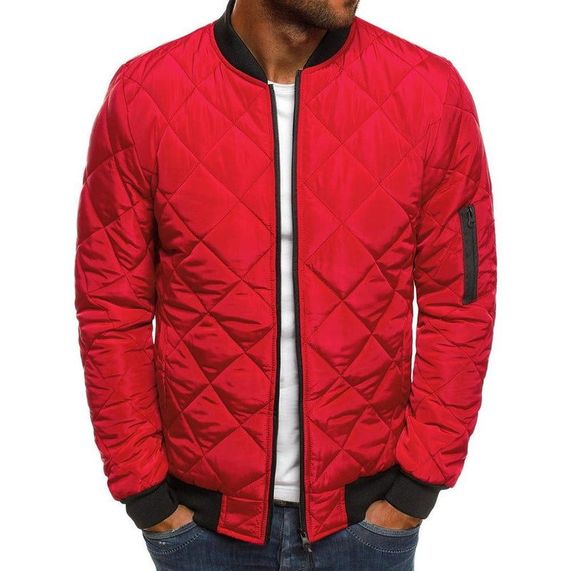 Quilted Regular Fit Jacket With Diamond Stitch Design