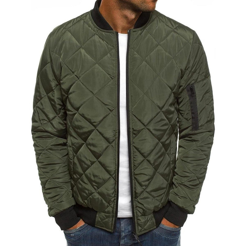 Quilted Regular Fit Jacket With Diamond Stitch Design