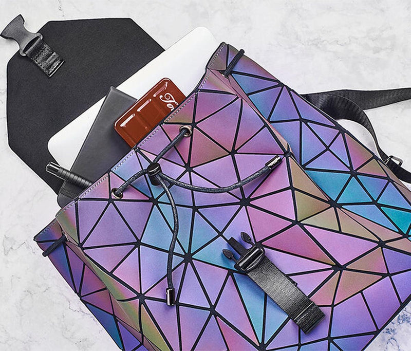 Reflective Colour Changing Geometric Backpack For Women