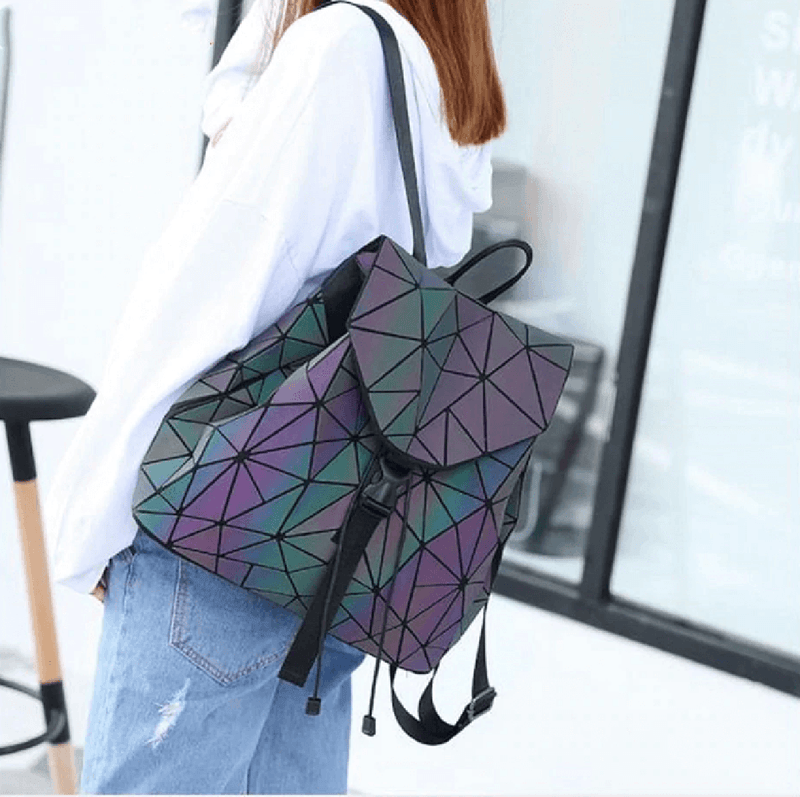 Reflective Colour Changing Geometric Backpack For Women
